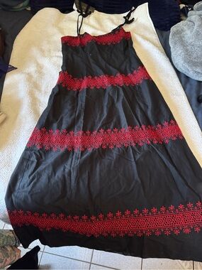 Japanese brand black and red cotton dress